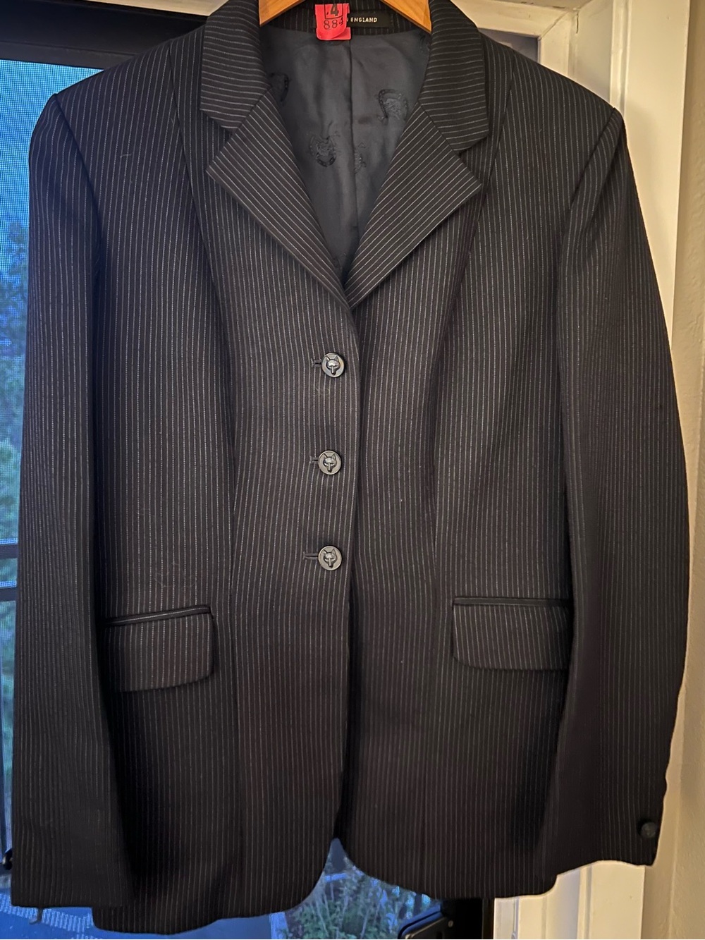 Pytchley Women's Navy Pinstripe 100% Wool Riding Jacket/Blazer
